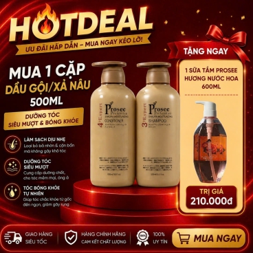 [Freeship]  Tặng 1 sữa tắm Prosee 600ml PM3T  khi mua 1 Cặp dầu gội xả Prosee nâu 500ml PS5/PC5