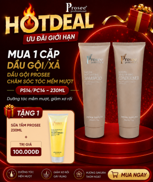 Tặng 1 sữa tắm Prosee 230ml  khi mua Bộ gội/ xả Prosee PS14/PC14 230ml – Dưỡng tóc mềm mượt, giảm xơ rối