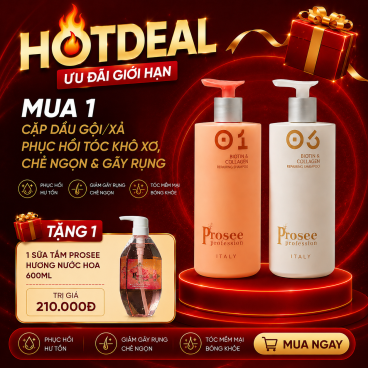 [Freeship]  Tặng 1 sữa tắm Prosee Hồng 600ml PM3 khi mua 1Cặp Dầu Gội Xả IS-4/IC-4 Prosee Collagen 460ml – Phục Hồi Tóc Khô Xơ, Chẻ Ngọn & Gãy Rụng